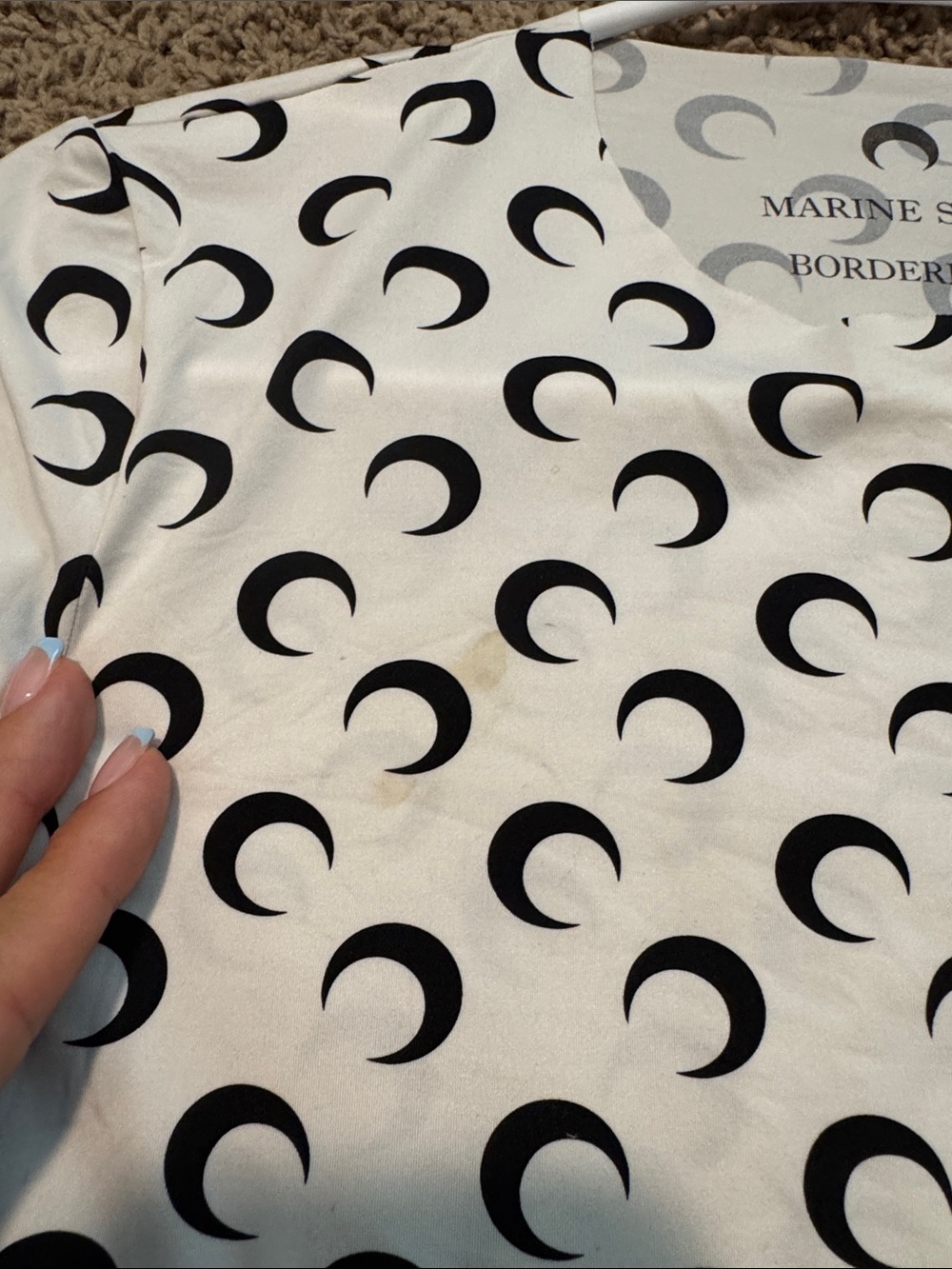 Marine Serre Black Crescent-Print White Long Sleeve Top - Picture 3 of 6